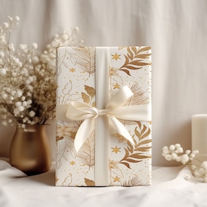 Elegant Gold Poinsettia Christmas Wrapping Paper Sheets, 5 sheets per set Wrap, Thick Gift Wrap, Winter Wedding Gift Wrap, Unique