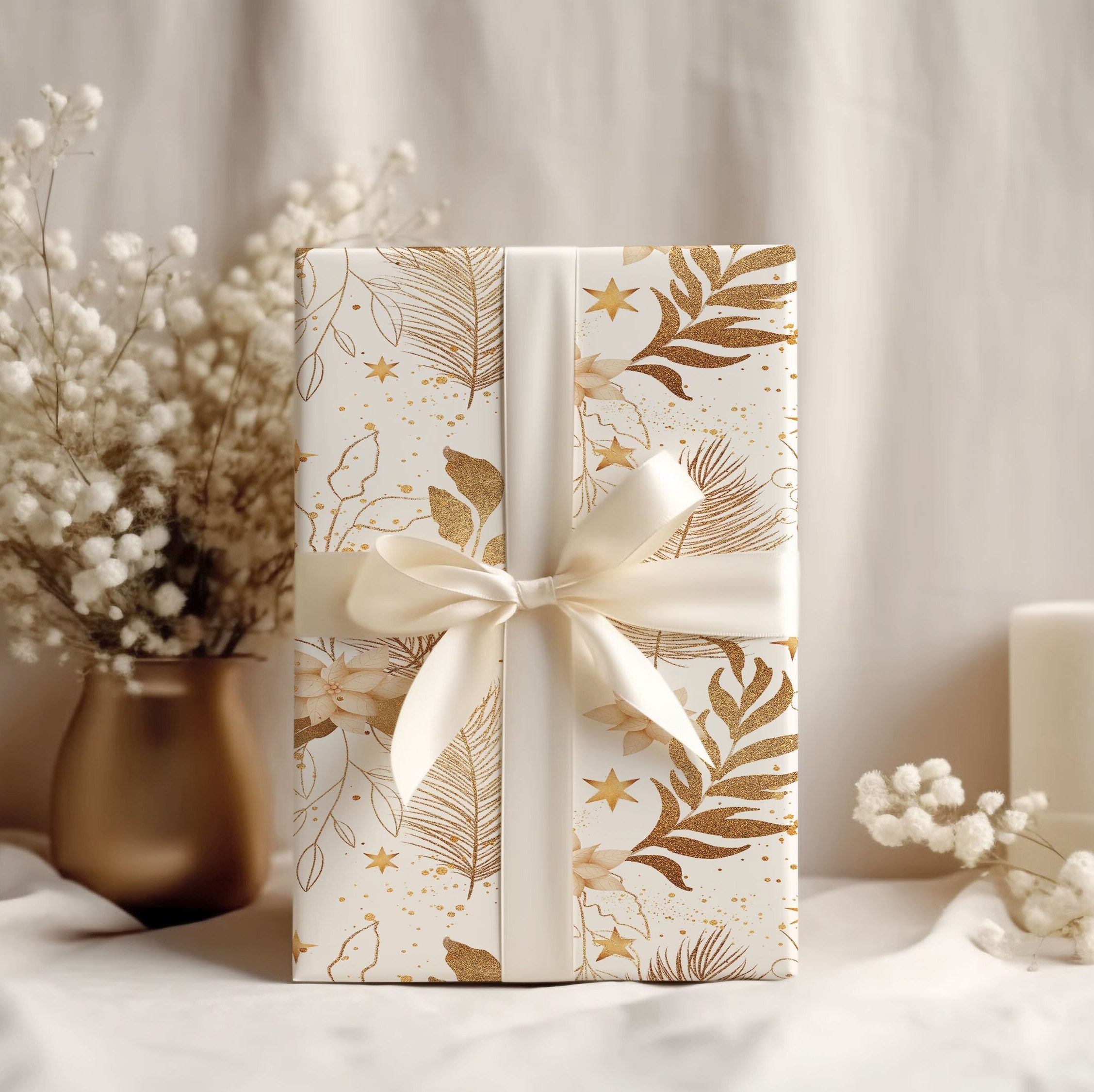 Christmas 5X2M Royal Ornament Luxury Design Neutral Gift Wrapping Paper