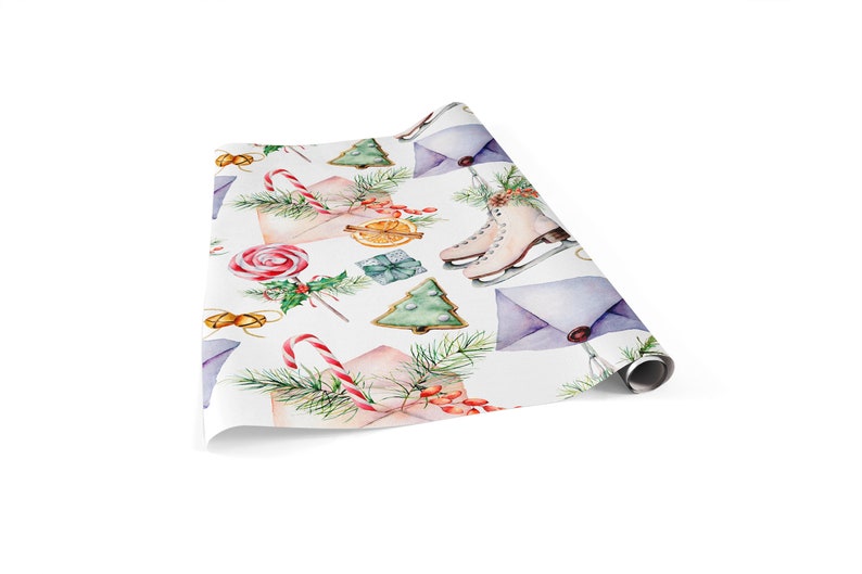 Christmas Gift Wrap Wrapping paper roll Christmas Wrapping Paper Ice Skates Holiday Gift Wrapping Paper Sheets