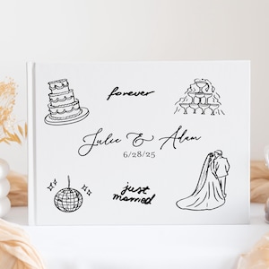 Hand Drawn Wedding Guest Book, Custom Guestbook Gift, Photo Book, Personalized Guest Book, Wedding Memory Album