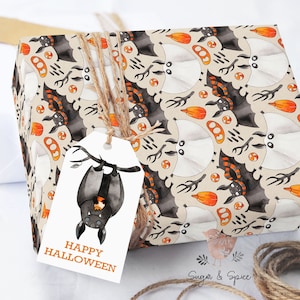 Halloween Bats Wrapping Paper Roll, Spooky Gift Wrap, Halloween Sheets, Trick or Treat Packaging, Holiday Gift Wrap, Halloween Decor