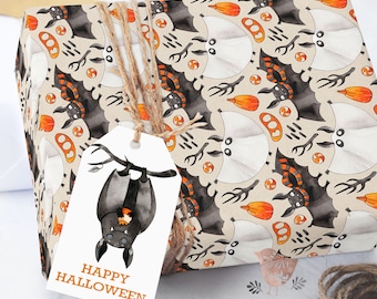 Halloween Bats Wrapping Paper Roll, Spooky Gift Wrap, Halloween Sheets, Trick or Treat Packaging, Holiday Gift Wrap, Halloween Decor