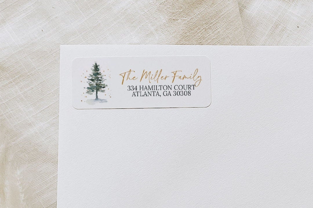 Christmas Tree Return Address Sticker, 3 X 1 Inch Return Address Label
