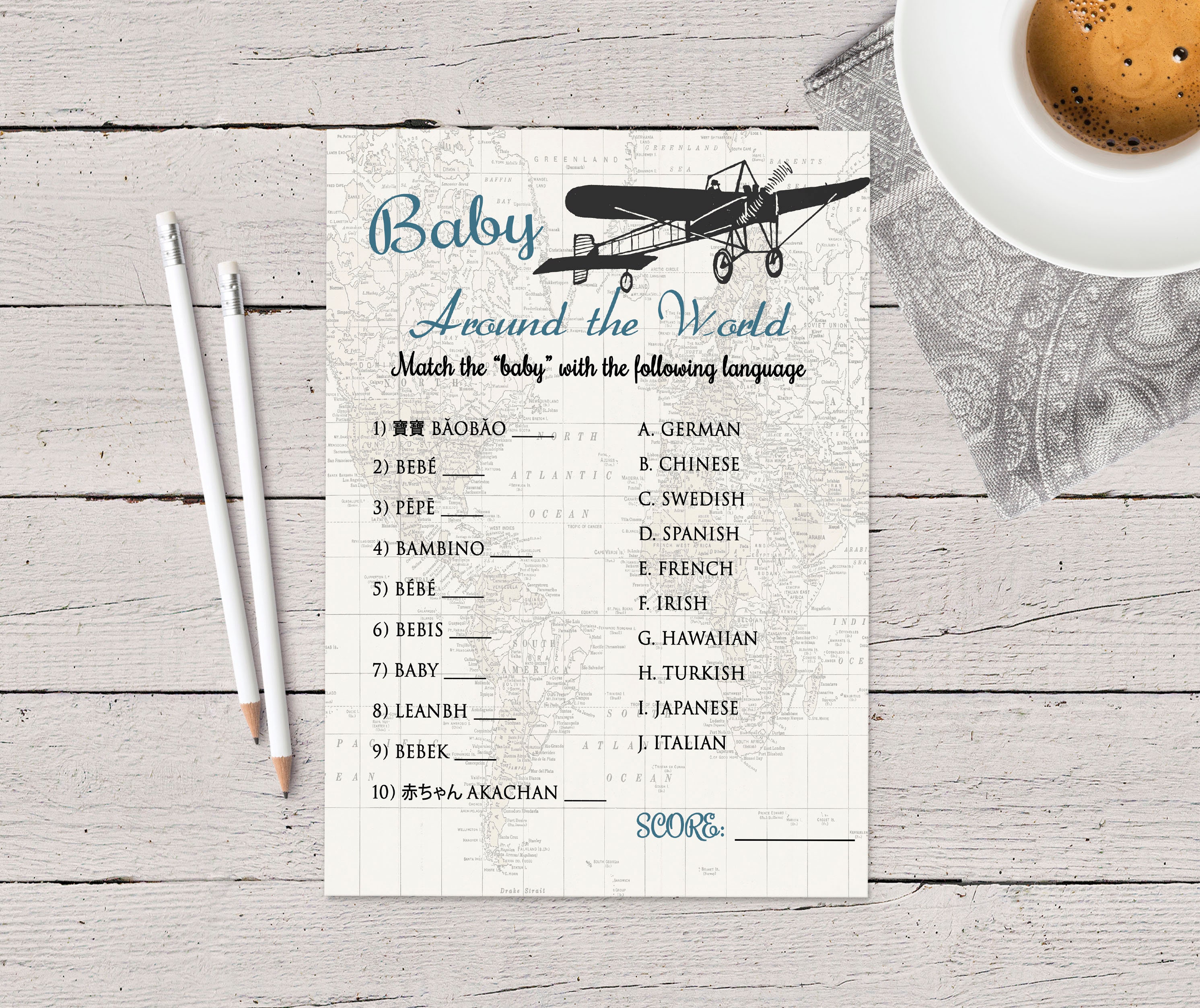 Baby Shower Game Printable Rustic Baby Around The World Game Etsy Baby Shower Game Printable Rustic Baby Around The World Game Etsy