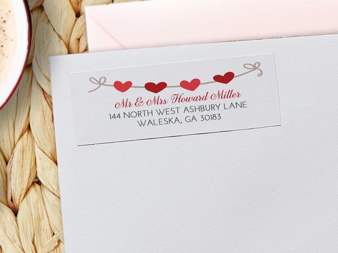 Address Labels Heart Hearts Return Address Label Sticker, Personalized Address Label, Custom ...