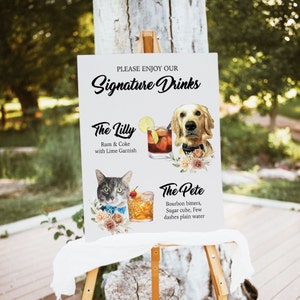 Pet Signature Drink Sign Wedding, Signature Drinks Sign Dog, Signature Drinks Sign Pets, Signature Drink Sign, Signature Cocktail Sign Pet