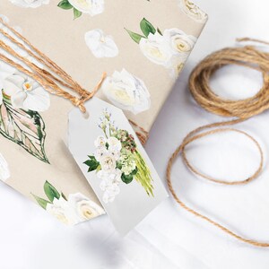 White Floral Wedding Wrapping Paper Sheets, Bridal Gift Wrap, 5 Luxury Sheets bild 2