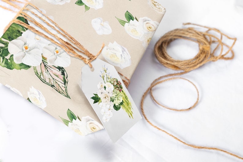 White Floral Wedding Wrapping Paper Sheets, Bridal Gift Wrap, 5 Luxury Sheets bild 2
