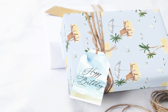 Tropical Beach Wrapping Paper Sheets Wrapping Paper Sheet Roll Etsy