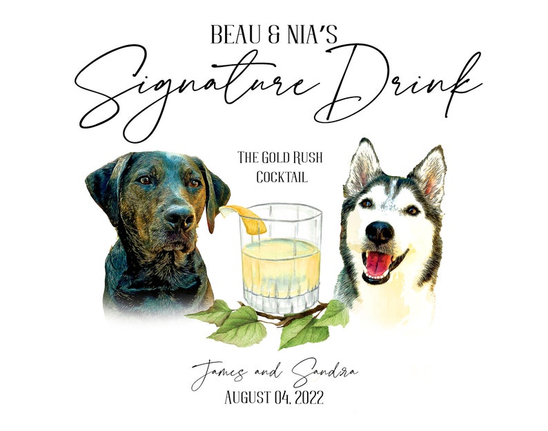 Pet Signature Drink Sign Wedding, Signature Drinks Sign Dog, Drinks Sign Pets, Cocktail Sign Pet image 4