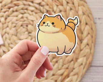 Fat Cat Waterproof Vinyl Sticker, Laptop Decal