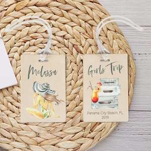 Beach Tropical Vacation Luggage Tags Personalized, Girls Trip Weekend, Custom Luggage Tags for women
