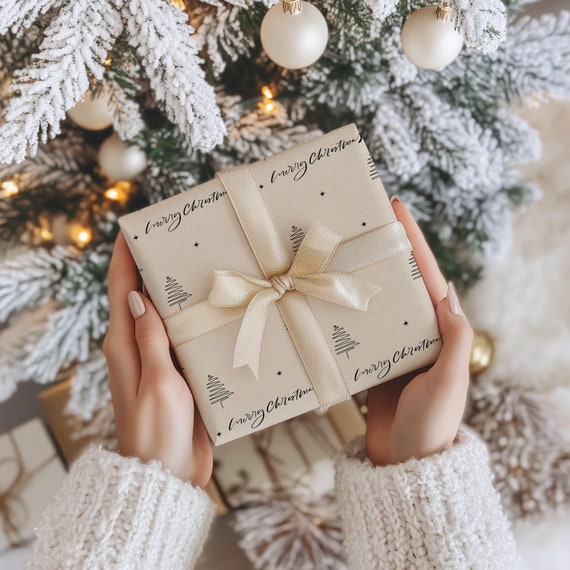 Papel Regalo Papel Envolver Regalo Navideño HOWAF - 10 Hojas 70x50 Cm - Diseños En Negro, Blanco, Oro Y Azul Rollo Navidad Papel De Regalo Rollo Grande