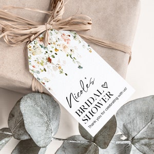 Wildflower Bridal Shower Gift Tags PRINTED Gift Tags with string, Baby, Bridal Shower Favor Tag, Wedding Thank you Gift Tag