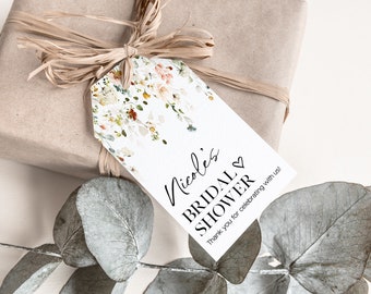 Wildflower Bridal Shower Gift Tags PRINTED Gift Tags with string, Baby, Bridal Shower Favor Tag, Wedding Thank you Gift Tag