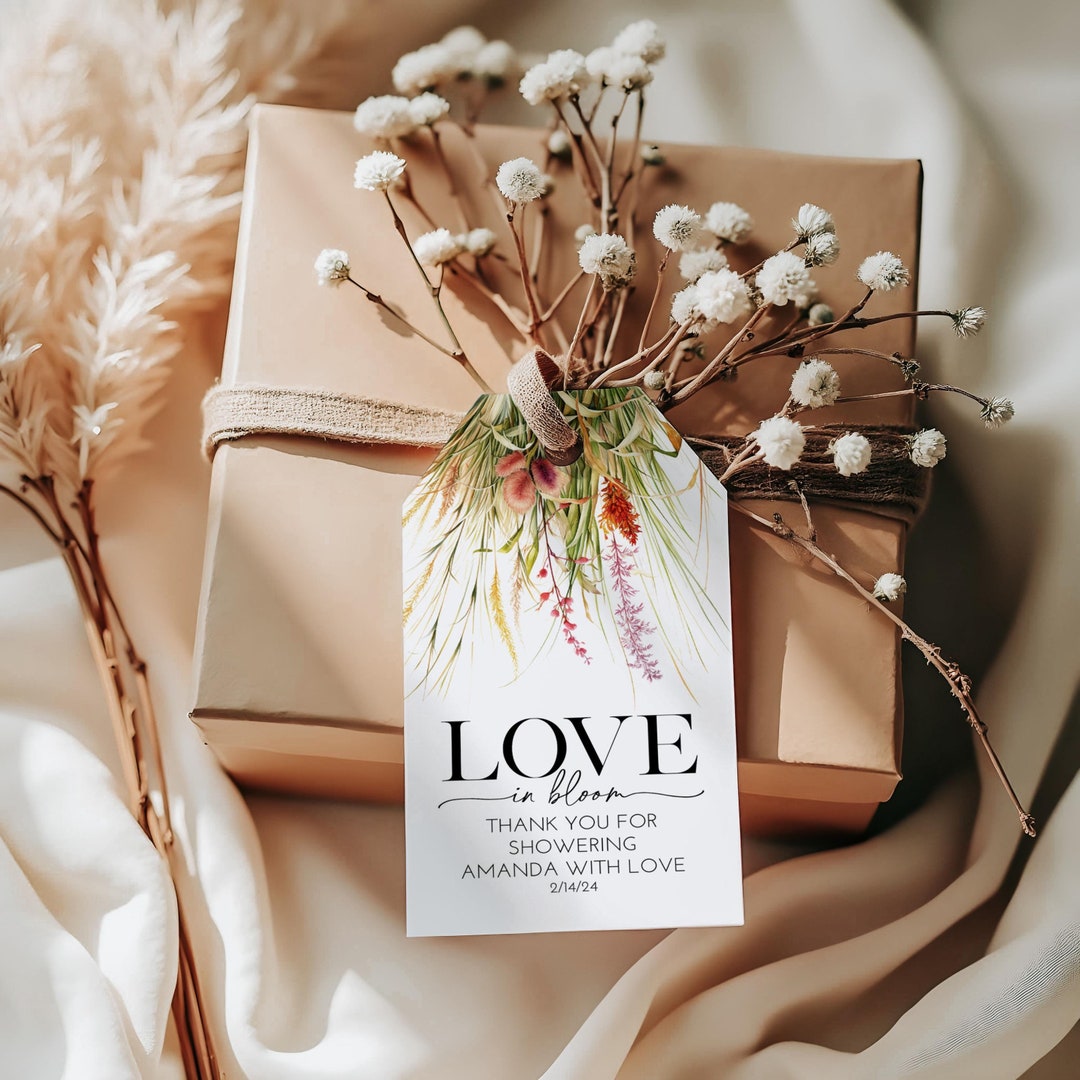 Pampas Grass Bridal Shower Favor Tags, Printed Gift Tags - Etsy