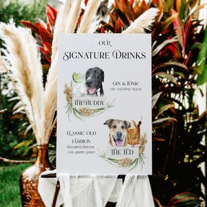 Pet Signature Drink Sign Wedding, Signature Drinks Sign Dog, Signature Drinks Sign Pets, Signature Drink Sign, Signature Cocktail Sign Pet