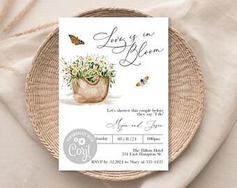 Love is in Bloom Bridal Shower Invitation, Garden Floral Wedding Shower (Digital File)