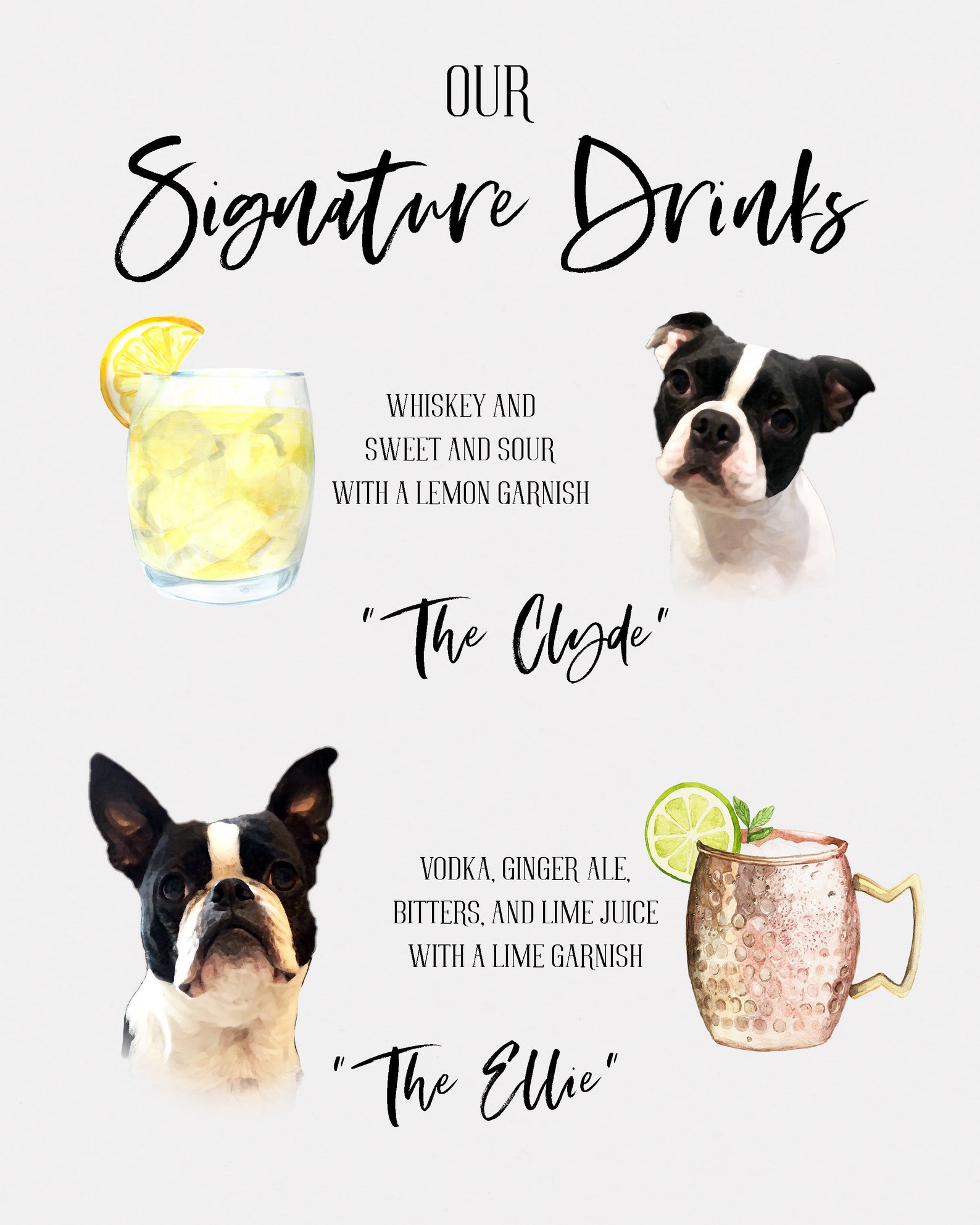 Signature Drinks Sign Pet Drink Sign Wedding Signature Drink Etsy