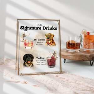 Pet Signature Drink Sign Wedding, Custom Cocktail Sign, Dog Wedding Decor, Cat Wedding Sign, Personalized Bar Sign