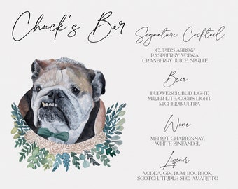 Pet Signature Drinks Sign Wedding, Cocktail Menu Sign, Dog Menu Sign, Wedding Signature Drink Sign, Custom Bar Sign Printable