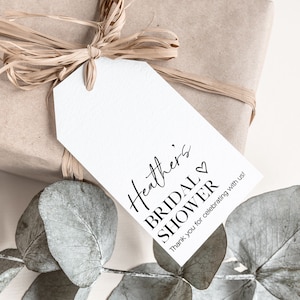 Minimalist Bridal Shower PRINTED Gift Tags with string, Bridal Shower Favor Tag, Wedding Gift Tag