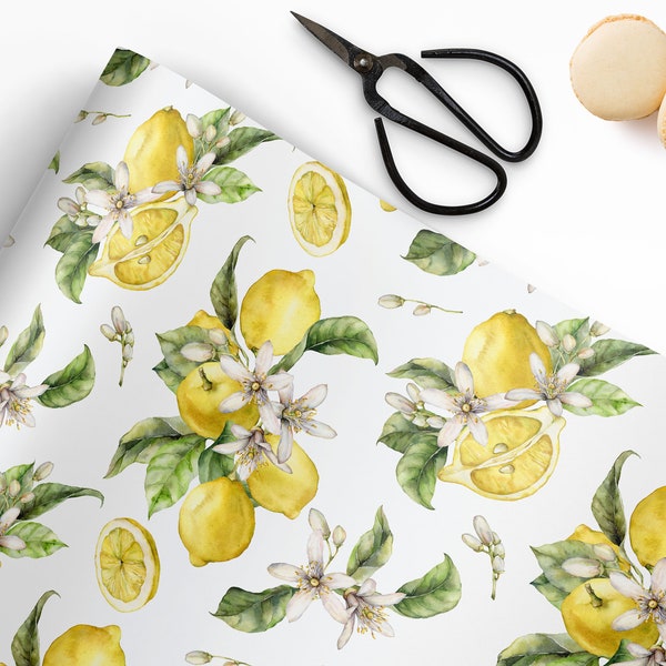 Lemon Wrapping Paper Etsy