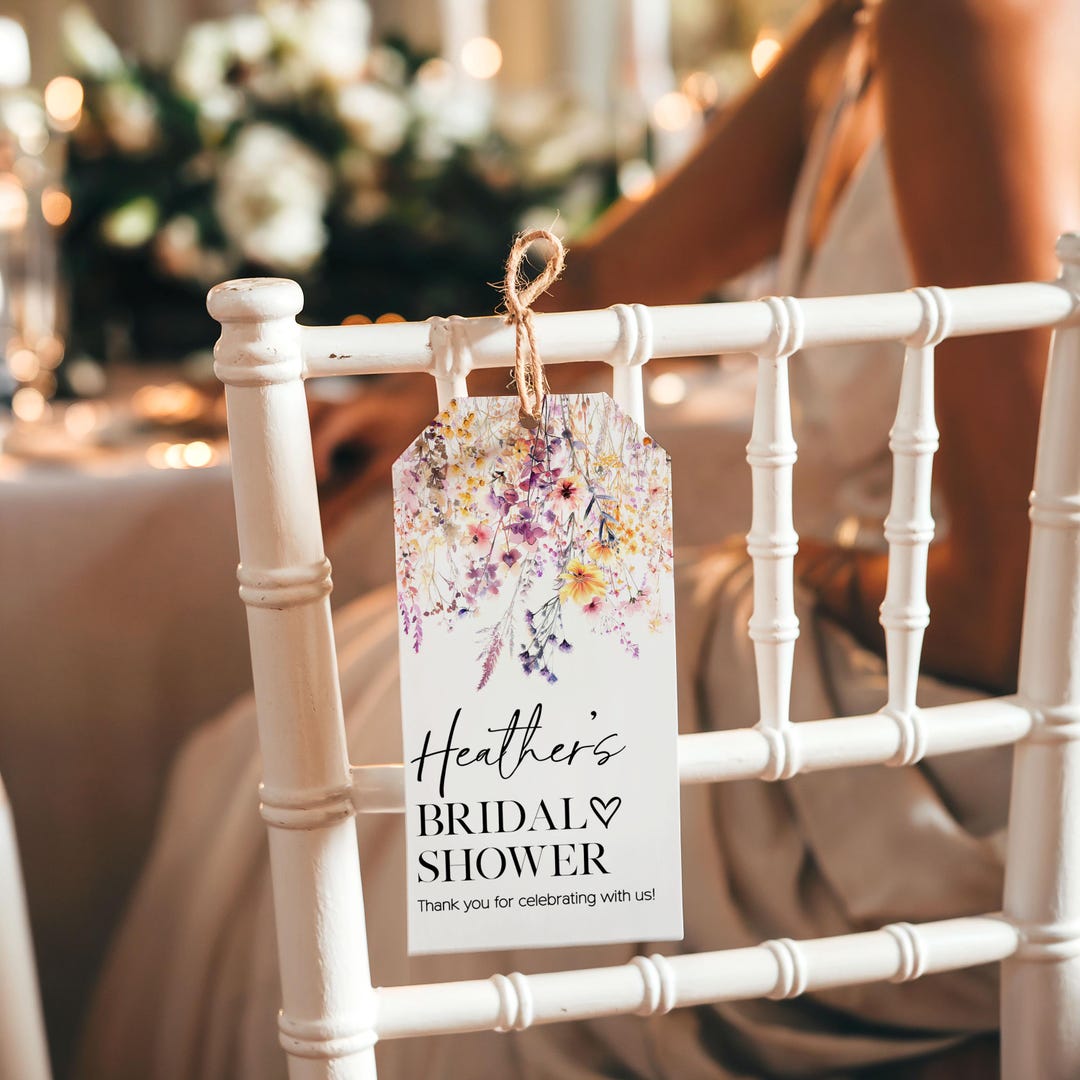 Wildflower Bridal Shower Gift Tags | Printed Favor Tags With String ...