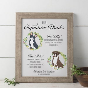 Signature Drinks Sign Pet, Drink Sign, Wedding Signature Drinks Sign Printable, Signature Cocktail Sign, His and Hers drink menu Printable