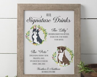 Pet Signature Drink Sign Wedding, Signature Drinks Sign Dog, Signature Drinks Sign Pets, Signature Drink Sign, Signature Cocktail Sign Pet