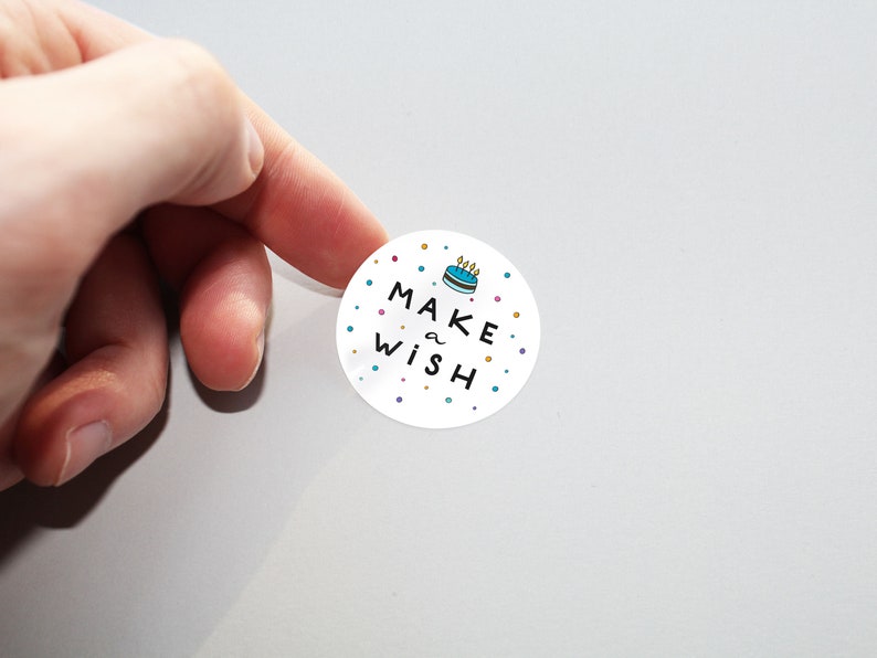 Favor Stickers Birthday Sticker 2 Inch Circle Stickers Birthday Cupcake Stickers Make a Wish Sticker