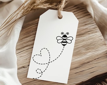Bee Heart Bridal Shower Gift Tags, Printed Favor Tags