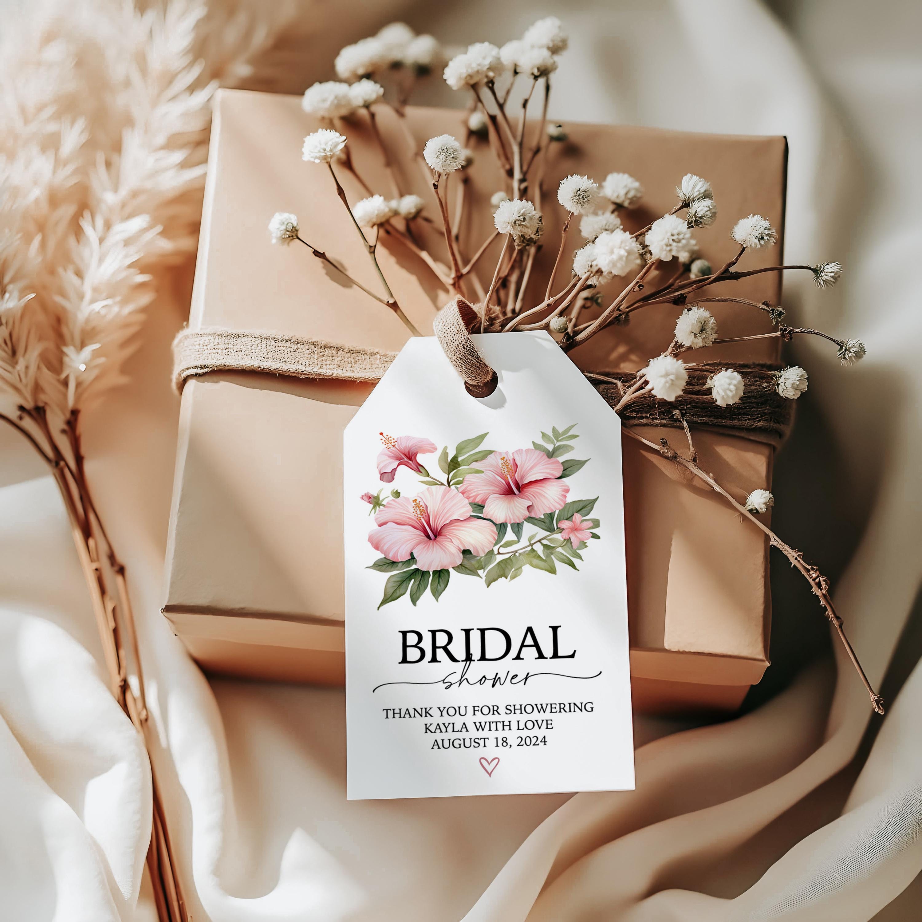 Tropical Floral Bridal Shower Gift Tags - Printed Gift Tags With String ...