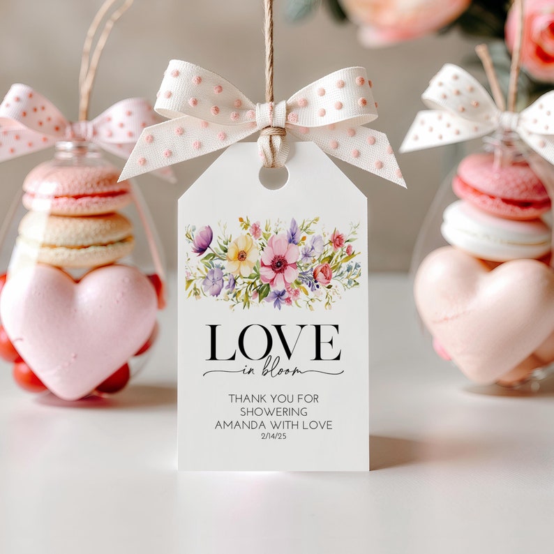 Love in Bloom Floral Bridal Shower Gift Tag, PRINTED Gift Tags With ...