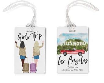 Luggage Tags Personalized, Girls Trip California Hollywood Tag, Weekend Getaway Tag, luggage tags for women