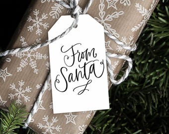 Christmas Gift Tag, From Santa Gift Tag, Christmas gift tag, Holiday Gift Tags, PRINTED Gift Tags with string