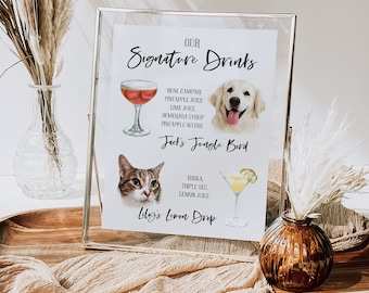 Pet Signature Drink PRINTED Sign Bar Menu Sign Dog Drink Sign Dog Signature Drinks Bad Dog Sign Wedding Decor Sign