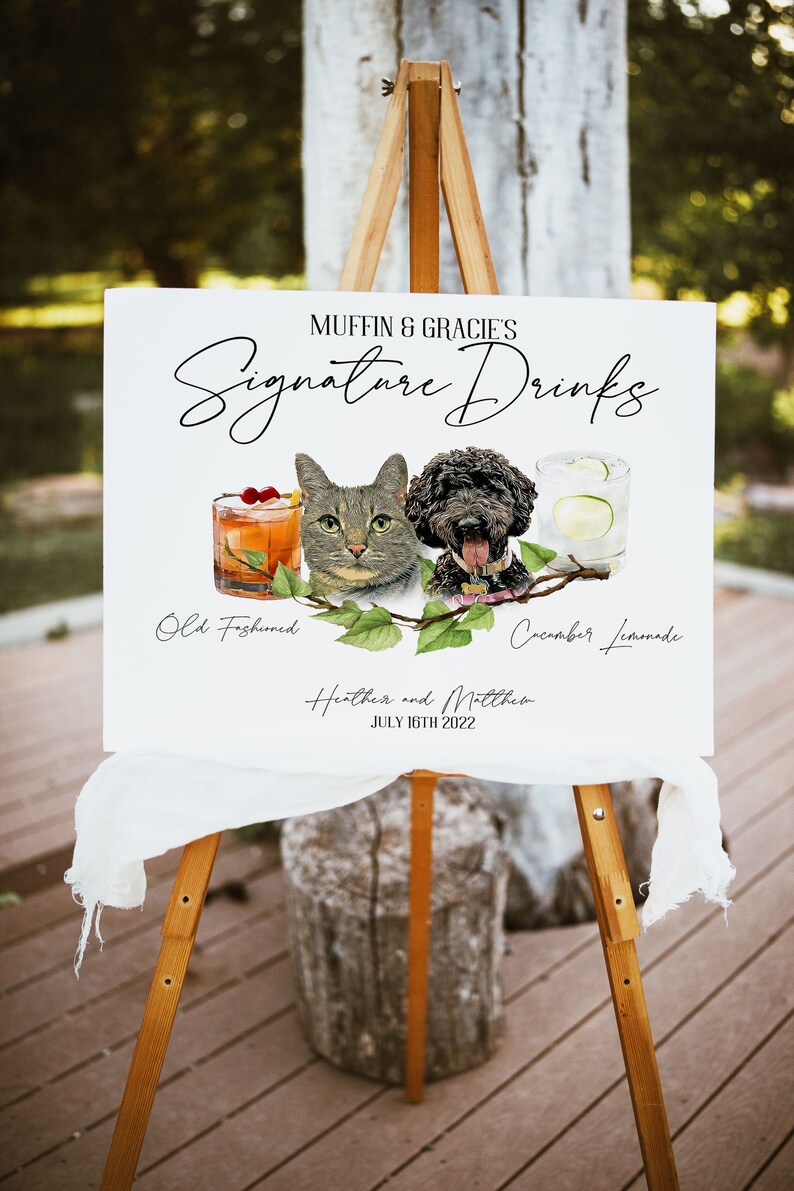 Pet Signature Drink Sign Wedding, Signature Drinks Sign Dog, Drinks Sign Pets, Cocktail Sign Pet image 3