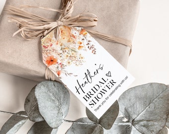 Wildflower Fall Bridal Shower Gift Tags PRINTED Gift Tags with string, Baby, Bridal Shower Favor Tag, Wedding Thank you Gift Tag
