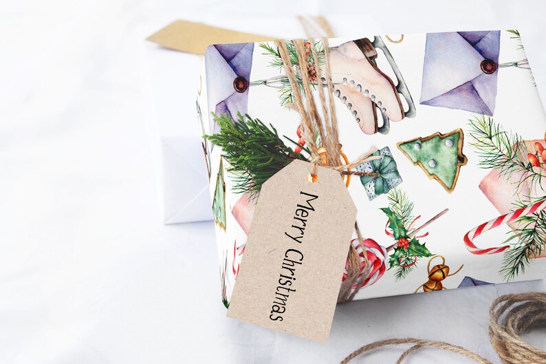Christmas Gift Wrap Wrapping paper roll Christmas Wrapping Paper Ice Skates Holiday Gift Wrapping Paper Sheets