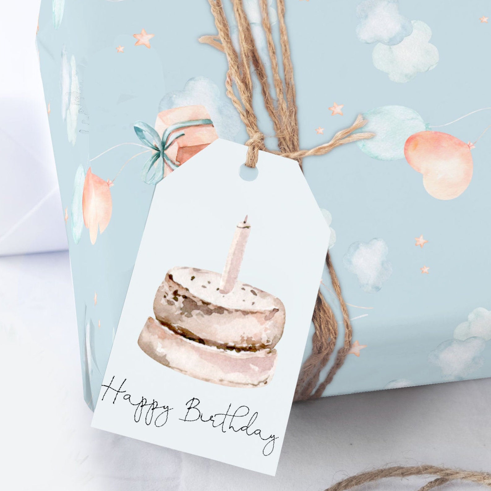 Happy Birthday Cake Tags PRINTED Birthday Gift Tags with Etsy