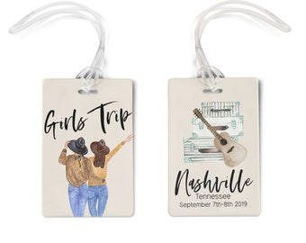 Nashville Tennessee Luggage Tags, Personalized Girls Trip Weekend Luggage Tag, Metal Tag, Custom Tag