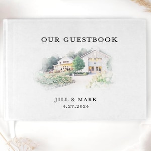 Watercolor Venue Wedding Guest Book, Photo Book, Personalized Wedding Gift, VRBO Guest Book, Wedding Decor