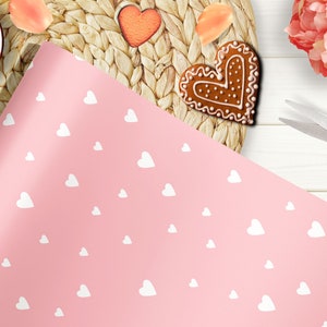 Valentines Day Heart Wrapping Paper, Pink Hearts Gift Wrap, Gift for Her, Valentine Gift Wrap, Romantic Gift Wrap