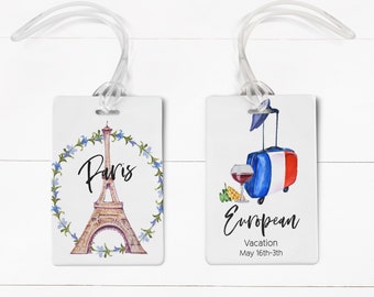 Luggage Tags Personalized, Bridal Shower Girls Trip Paris Vacation Aluminum Metal