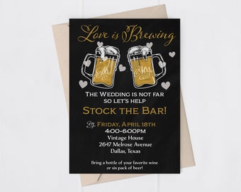 Stock the Bar Bridal Shower Invitation, Couples Wedding Shower Invitation