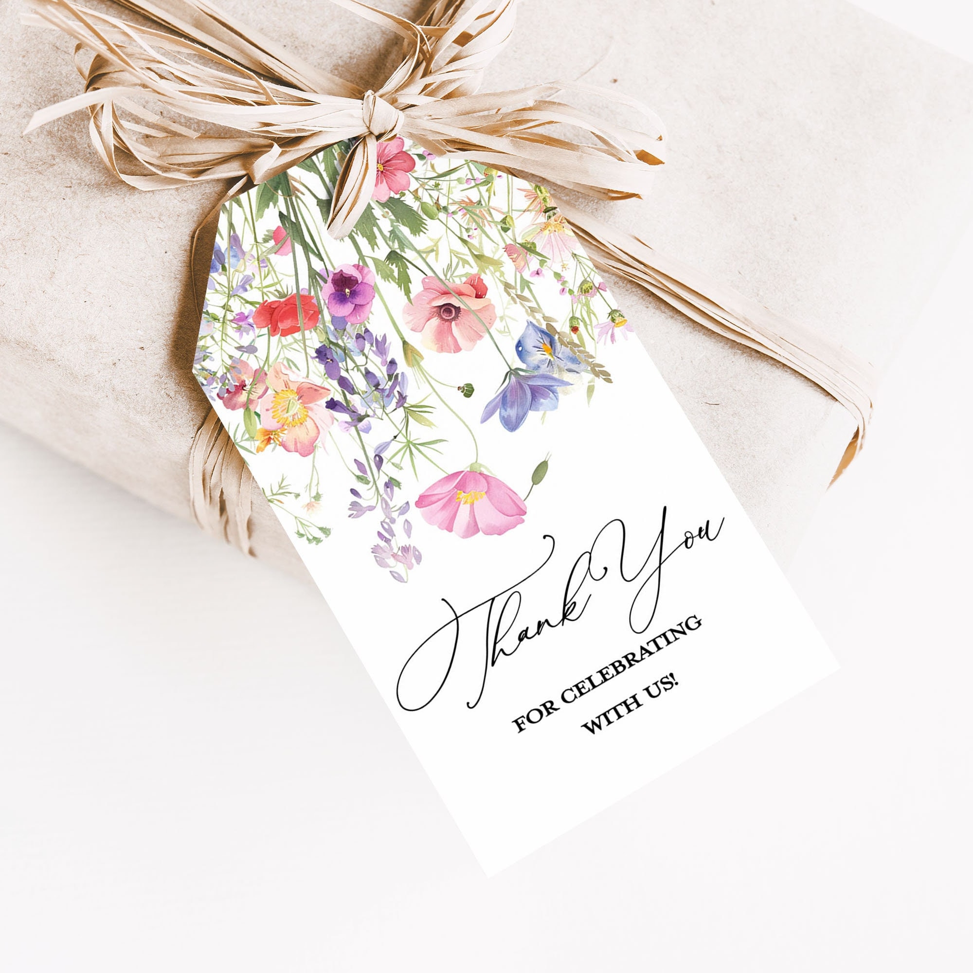 Wildflower Thank You Gift Tags PRINTED Gift Tags With String, Baby ...