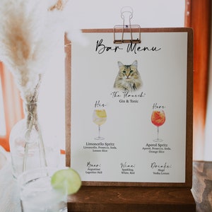 Pet Signature Drink Sign Bar Menu Sign Dog Drink Sign Dog Signature Drinks Cat Sign Wedding Decor Sign