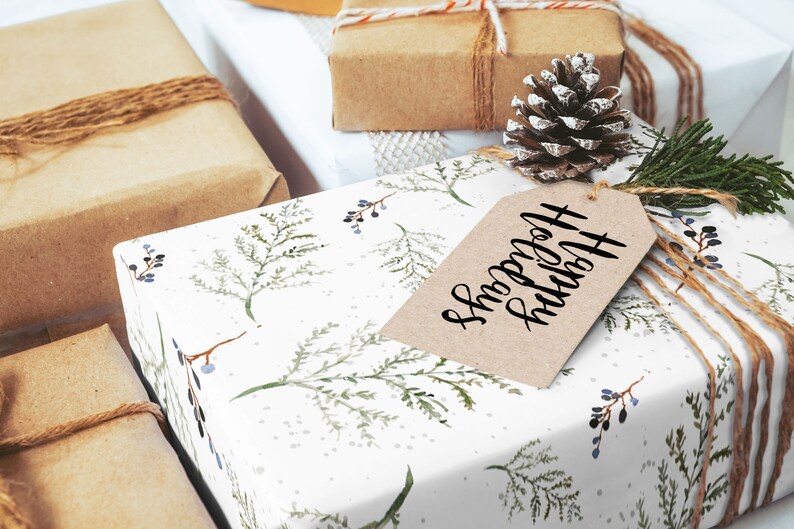 Rustic Winter Pine Wrapping Paper Woodland Wrapping Paper Sheets Holiday Gift Wrap Elegant Wrapping Paper Christmas Wrapping paper roll