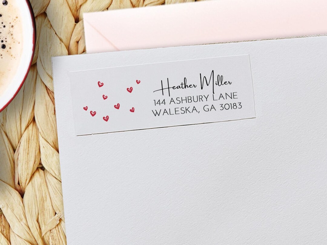 Address Labels Heart Hearts Return Address Label Sticker, Personalized Address Label, Custom ...